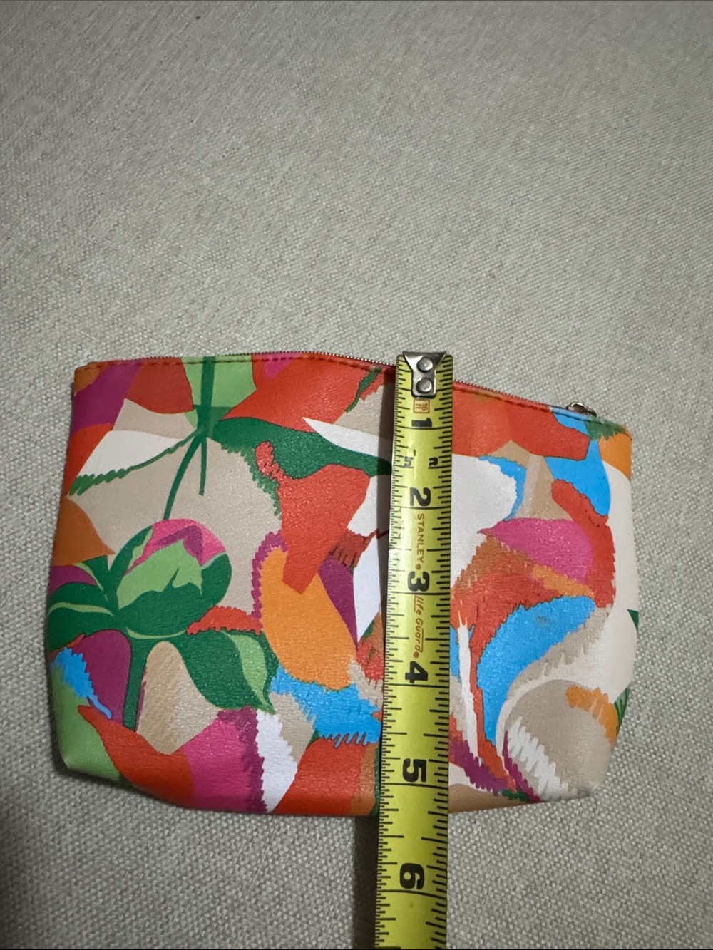 EUC Ipsy Makeup Bag/Pouch-ZipTop-Abstract Floral-Orange/Green/Pink - Picture 6 of 9